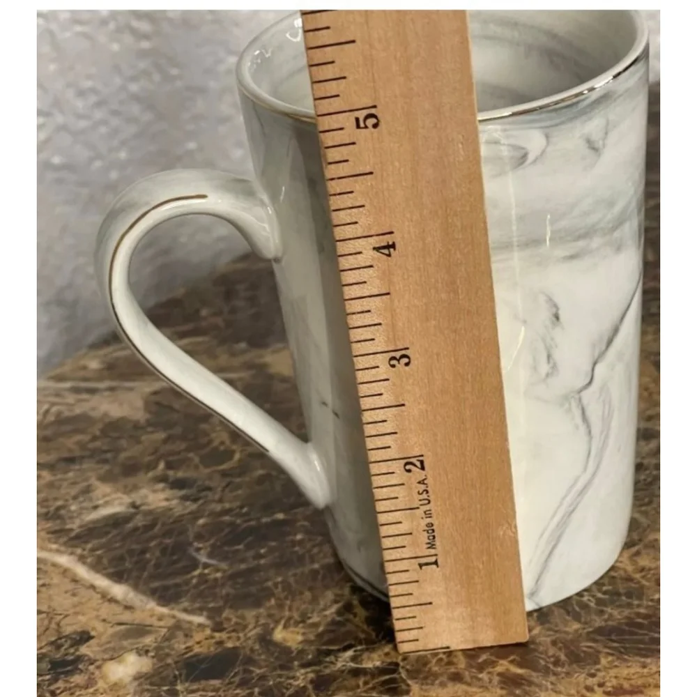 Best Mom Ever Mug White Marble Color Goldtone Spoon Coaster Tall Coffee Cup